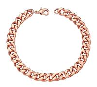 Heavenly Metals Pure Copper Cuban Link Bracelet - 99.9% Solid Copper - 5mm to 12mm Width - 6.5" to 9" Length - Unisex Curb Link Chain Bracelet - Gift Box Included, 8 inch, Copper, no gemstone