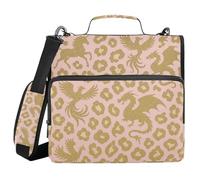 Heavenly Mystical Leopard Print - Mystical Creatures 3 Rings 3 Rings Solid Zipper Binder With Belt Easy To Carry Portable Home Travel Safe Bag