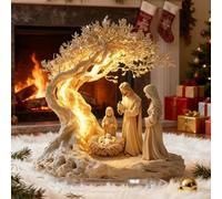 Heavenly Nativity Decor, Radiant 2D Acrylic Nativity Ornaments, Gentle Colors & Thoughtful Composition, Indoor Christian Nativitys Decor, Faith-inspired Gift, for Family, Friends (2Pcs)