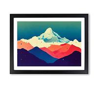 Heavenly Painted Mountains Abstract Framed Print | A2 Black Framed Wall Art | Ready to Hang | Abstract Landscape Picture | Living Room Bedroom Lounge Office