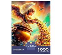 Heavenly Path 1000 Pc Cardboard DIY Angel Pouring Gold Coins Jigsaw 12+, Challenging Family Game, Stress Relief, Vibrant Colours & Leisure Decor 52x38cm/1000pcs