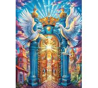 Heaven's Gate 500 Pcs Jigsaw Puzzles Fairy Tale Wild Animals Fantasy Puzzles for Adults Teens Fun Family Game Team Building Stress Reducing Autumn Eco Friendly Cardboard 500 PCS