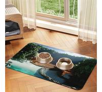 Heaven's Gate Pet Feeding Mat Dog Cat Eating Food Absorbent Leather Tablecloth for and Water Bowl Waterproof No Stains Quick Dry Non-Slip 17.72 * 11.8IN