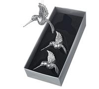 Heavens Sends Set of 3 Vintage Silver Glass Hummingbird Christmas Tree Decorations