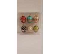 Heavens Sends Set of 6 Multicoloured Egg Style Christmas Tree Decorations