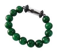 Heavens Tvcz “AI Khai Kuman Thong Jade Bracelet - Green Jade Beads with Takrut Amulet for Good Luck & Happiness”