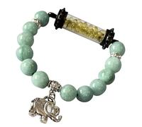 Heavens Tvcz Goodluck Bracelet Jade Green Holy Thai Amulet Feng Shui Sarira Phra Tath Yellow Takrud with Pendant Elephant Prosperity Luck Success Wealth Life Flourishing