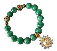 Heavens Tvcz Green Jade Real Round Gems Healing Energy Real Bracelets Bangle for Women Charms with Pendant Lucky Powerful Thai Prosperity Success