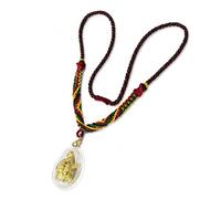 Heavens Tvcz Lucky Golden Turtle Amulet Necklace with 26" Hand-Braided Thai Wax Cord | Waterproof Three-Color Adjustable Cord | Protection Wealth Longevity Feng Shui Pendant | Gift Pouch Included