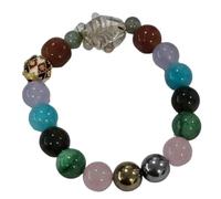 Heavens Tvcz Natural Gemstone Stretch Bracelet, Mixed Crystal Beads, 6 Inch Inner Length, Multicolor