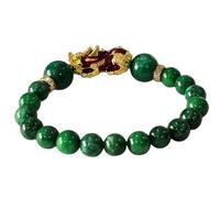 Heavens Tvcz Red Dragon Jade Bracelet for Luck & Wealth - Feng Shui Green Jade Beads with Gold Dragon Charm - Prosperity Amulet for Men & Women - Energy Protection Jewelry - Free Red Gift Bag.