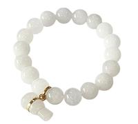 Heavens Tvcz White Jade Bracelet for Meditation & Mindfulness - Calming Energy Jewelry for Women - Gift Set with Red Pouch.
