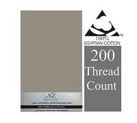 Heavenvalley 100% Luxury Cotton 200 Thread Count Count Fitted Bedsheets in 7 Colours Matching Pillow Cases Also Available (Double, Grey)