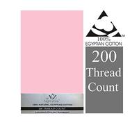Heavenvalley 100% Luxury Cotton 200 Thread Count Count Flat Bedsheets in 7 Colours Matching Pillow Cases Also Available (Double, Pink)