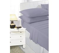 Heavenvalley Poly Cotton Plain Dyed Fitted Bed Sheets Available in 19 Colours and 4 Standard UK Sizes (Pair Pillow Case, Grey)