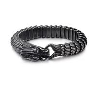 Heavy 155g Black Men Biker Stainless steel Casting Dragon pattern bossy Bracelet