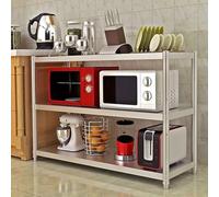 Heavy 3-Tier Stainless Steel Shelving Unit - Adjustable Storage Rack for Kitchen, Garage, Warehouse - Durable Metal Frame, Microwave Shelf, 90x40x80cm - nize & Maximize Space