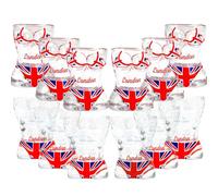 Heavy Base Shot Glasses 30lm - Muscle man and bikini beauty Lead Free Glass, British Flag elements Design for vodka, Alcohol, Tequila, Sake, Whiskey. Fit Home Bars & Party(12 Pack) Christmas gifts