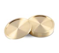 Heavy Brass Glass Coasters (6 Pack) Solid Bronze and Gold Coasters Drinks Coasters for Bars Restaurants Hotels Birthday Gift House Warming Gift (10cm)