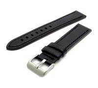 Heavy Buffalo Grain Men's Leather Watch Strap Black 18mm Wide with Steel Buckle C003