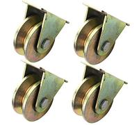 Heavy Castor Wheels-4 V-Groove Steel Caster Wheel,Heavy Duty Rigid Wheels,Sheave Round Tube Directional Track Wheel,Double Bearing,for Industrial Machines,Sliding Door,Rolling Gates,Wire Rope R (Size
