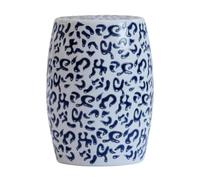Heavy Ceramic Drum Stool, Solid Kaolin Anti-Tip Porcelain Seat, Dual Use Stool Side Table, Weatherproof Indoor Patio Garden Accent(Cream Leopard Print)