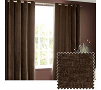 Heavy Chenille Woven Velvet Eyelet Curtain Yard Brown 117cm width x 137cm drop