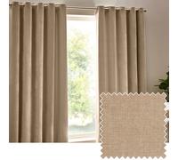 Heavy Chenille Woven Velvet Eyelet Curtain Yard Natural 168cm width x 137cm drop
