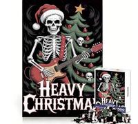 Heavy Christmas Skeleton Guitarist Jigsaw for Teenagers1000 Pieces Cognitive Boost Nice Thick Family Bond Santa Surprise (38x52cm)