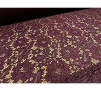 Heavy Corded Alencon lace Fabric, per metre - Floral - Plum