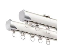Heavy Curtain Rail Double Track, 70cm-600cm Room Divider Sliding Ceiling Track For Curtains, Ceiling Or Wall Mount Aluminium Curtain Track For Privacy Living Room(White,90cm-35.4in)