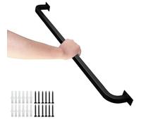 Heavy Du 12ft Non-Slip Grab Rail - Sturdy Wall-Mounted Wrought Iron ir Railing, Black Square Pipe, Enhanced Support & Bili for Safe in ases