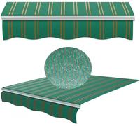 Heavy Du 13x10ft Retractable Canopy Replacement Fabric Green Stripe Polyester UV Protect Sun Shelter for Patio Door & Window Ideal for Outdoor Garden Use