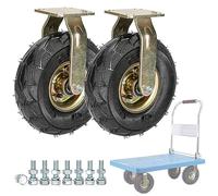 Heavy-Du 200mm 250mm Rubber Wheels with Brake 200KG Load Capaci 360° Swivel Silent Industrial Casters Set of 2 with Top Plate for Smooth li