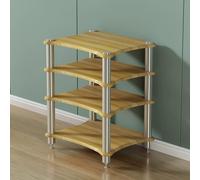 Heavy Du 4-Tier o Rack - Modern AV Ma Stand for HiFi & Ste Equint, Open Design, Ideal for Recording Studio & Home Theater, Slish Light Walnut h