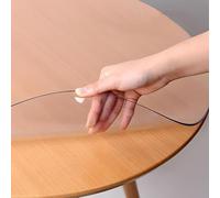 Heavy Du 45.28in Round Plastic Tablecloth 1mm Thick Waterproof Reu Easy Wipe Cover for Dining Kitchen & Coffee Tables and Protect