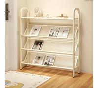 Heavy Du 4Tier Floor Magazine Rack Display nd Carbon Steel Book & Brochure nizer Metal Sto Solut for Living Room & Office (White 19.7in)