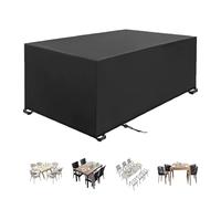 Heavy Du 600D Ox Waterproof Garden Fur Covers - UV Resint, Windproof, Black Rattan Table & Chair Protect, 380x120x85cm Outdoor Covers