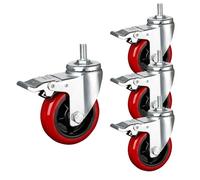 Heavy-Du 75/100mm Swivel Casters with Brake Set of 4 M10 x 25mm Threaded Stem Scratch-Resistant Industrial Wheels for Smooth Equint Transport and li