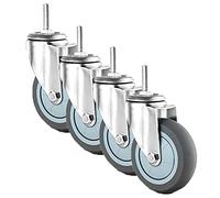 Heavy-Du 75mm Rubber Swivel Caster Wheels M10/M12 - Noise-Free Smooth Rolling Replacement for Fur Carts Pack of 4 - t for Heavy Loads and Easy li