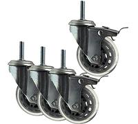 Heavy-Du 75mm Rubber Swivel Caster Wheels with Brake M8/M10/M12 100kg Load Capacit for Fur & Trolleys Set of 4 Casters
