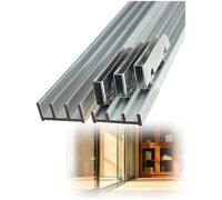 Heavy Du Aluminum Sliding Door Kit for 35mm s/Wood 6 Rollers Adjustable Triple Track System 3.0m (118.1in) for Cabinet/Wardrobe Easy Installat