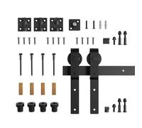 Heavy-Du Barn Door Hardware Kit for 3-6.6ft Sliding Doors Smooth & Quiet Roller Track System for 2 Doors Easy Installat (5FT/152CM)