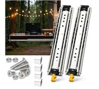 Heavy-Du Der Slide Guides with Lock - Full, 1500-2000mm, 220kg Capaci, Ball Bearings, Blue, 250mm/10in - Ideal for Heavy Ders and CABI.
