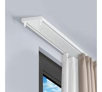 Heavy Du Double ain Track Ceiling Mount Rod Set Silent Sliding Aluminum Rail System for Living Room & Bedroom Drapes 1.9m (6.2ft) Room Divider (White)