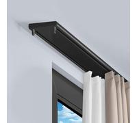 Heavy Du Double ain Track Rod - 1.7m (5.6ft) Ceiling Mount Aluminum Sliding System for ains & Drapes - Silent Rail for Living Room & Bedroom Room Divider (Black)