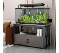 Heavy-Du Double-Deck Fish Tank Rack 50-120cm Width Sturdy Base & Sto Cabinet Ideal for Home/Office rium Setup (Grey 80x50x70cm)