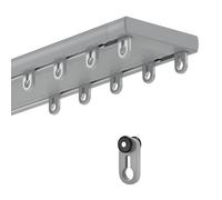 Heavy Du Double Row Ceiling ain Track Silent Smooth Sliding Rail for Room Dividers Bedroom & Shower 4.2m (13.8ft) Gray Easy Install Versatile