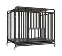 Heavy Du Escape Proof Dog Kennel Ca with Double Doors, Metal e, Lockable Wheels, Removable Tray, Easy Assembly, Ideal for Lar Dogs