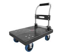 Heavy Du Folding Platform Truck 150kg Capaci, 4-Wheel Dolly Flatbed Trolley with Adjuble Handle & Retractable Base for Easy Transport (72x48cm)